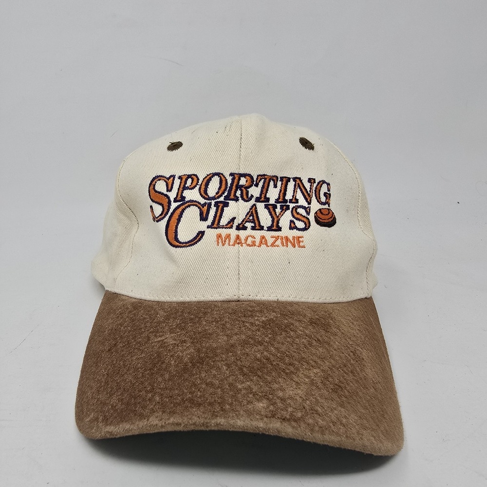 Vintage Sporting Clays Magazine Suede Brim Hat KC Collections Adjustable Brown